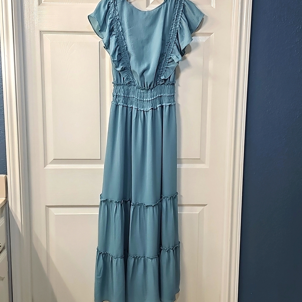 NWT Max Studio Pebble Crepe Flutter Sleeve Maxi D… - image 6